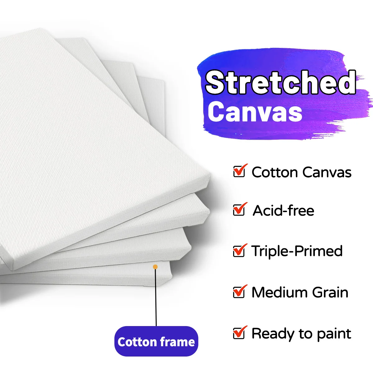 Wholesale Professional Artist Quality  Large Stretched Canvas, 380g Cotton Triple Primed Acid-free Blank Art Canvas for Painting