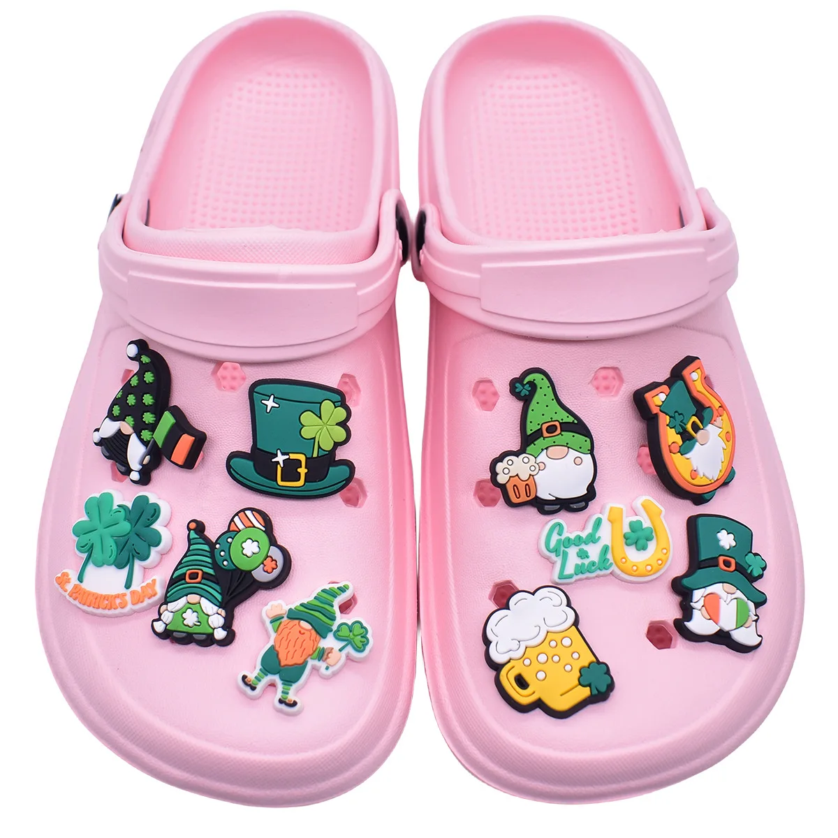Hot Selling PVC Soft Rubber Halloween Decorations St. Patrick Clog Charms Shoe Accessories Fit Clog Charm Xmas