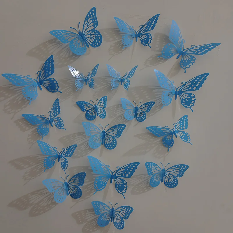 Ychon 3D Wall Decoration Glowing Butterfly Hollow Out Sticker Beautifying Decorations for Home Living room Supplies