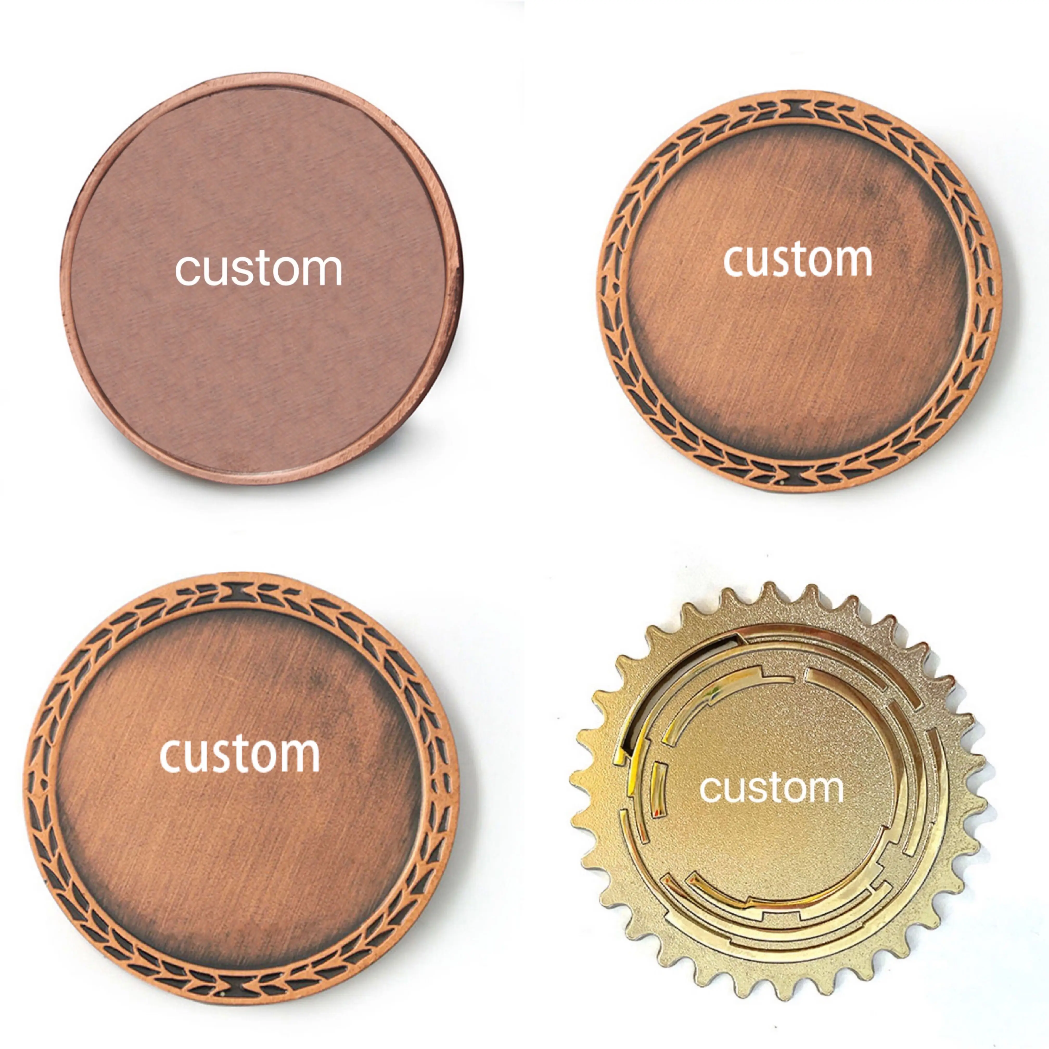 Customized copper brass aluminum sublimation metal coin purse gold blank rounds challenge coin for engraving