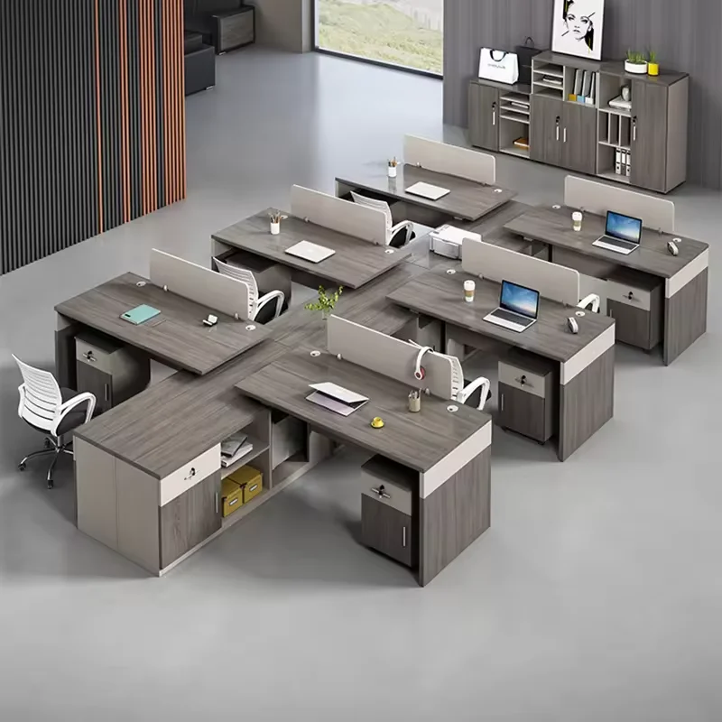 Lanmeng Island Factory Customized System Office 4 Person Modular Modern Staff Desk Furniture Office Workstations