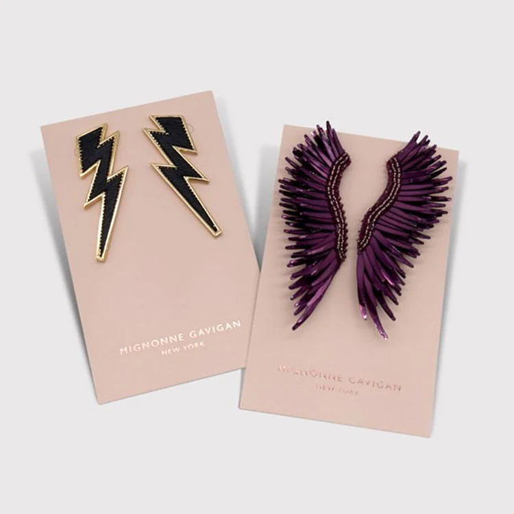 Custom 3D Blind Embossed White Recycled Paper Jewelry Card Earrings Display Card With LOGO