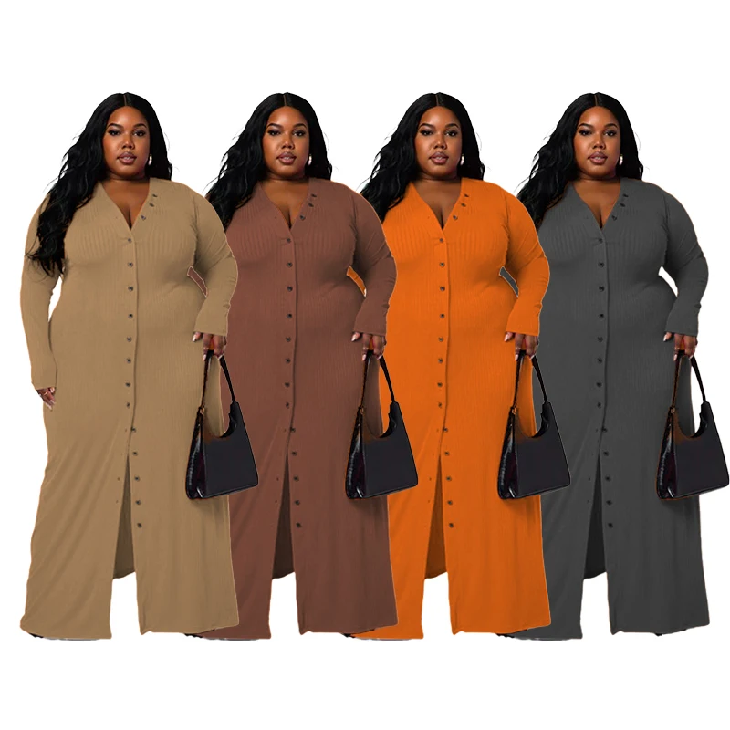 2023 Spring Wholesale Summer Women Long Sleeve Plus Size  Casual Women Dress Clothings