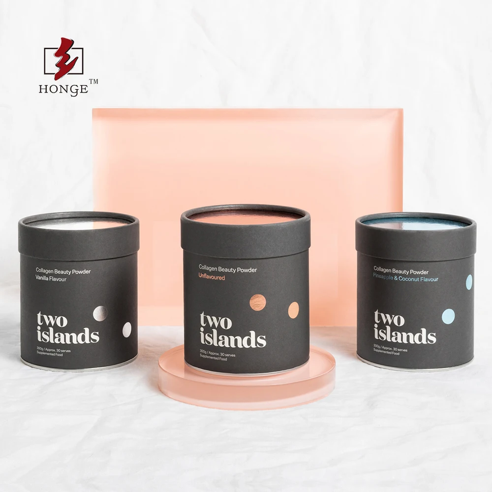 HONGE 2024 Wholesale Custom Paper Tube Packaging Box Metal Lid With Paper Cap Aluminum Foil Paper Inside Food Grade Package Tube