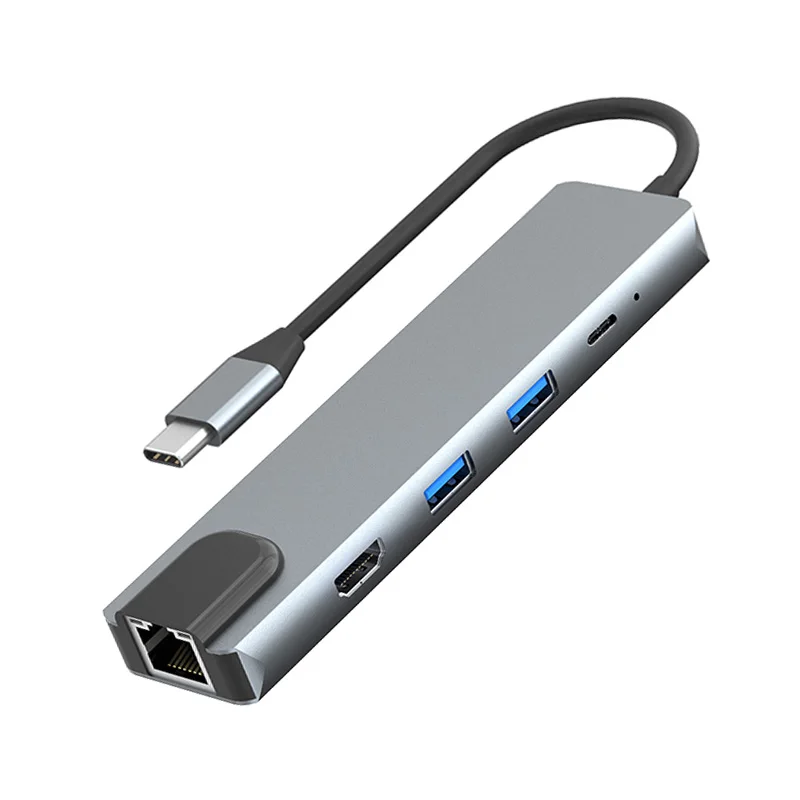 5 in 1 USB Type C to HDTV USB3.0 Hub PD65W RJ45 100M Type-C Adapter Cable for Markbook Pro Samsung Multiport hubs