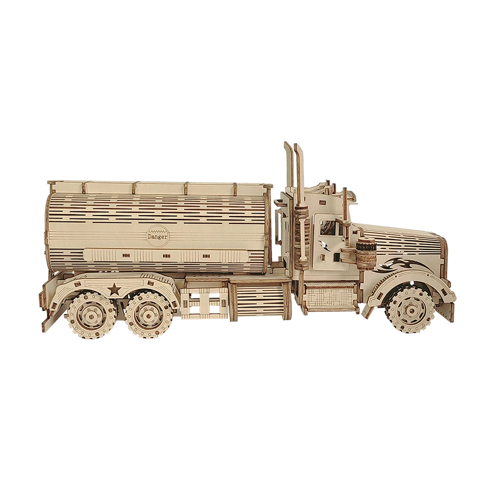 Factory Direct Sales Customization Wooden Fuel Tank Car 3d Wood Puzzle Toys Assembly Handmade Car Model