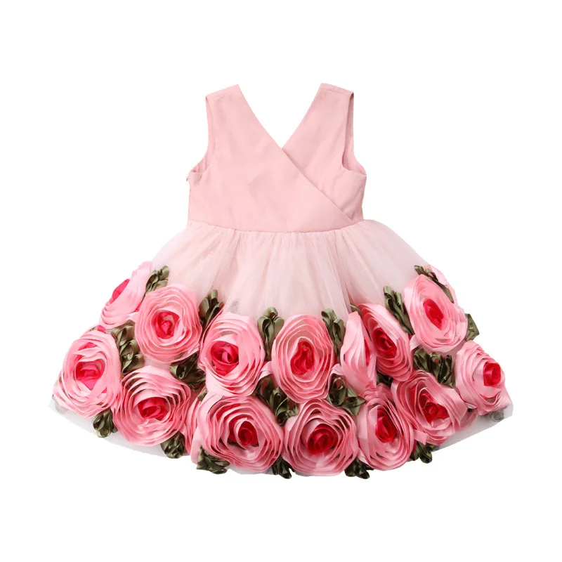 Wholesale Sweet Baby Girl Birthday Lace Dresses Clothing New Design Babies Wedding Party Dress With Big Bow