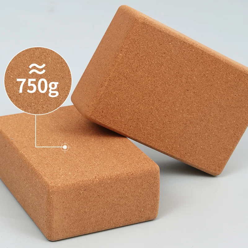 LOW MOQ Multifunctional Organic Wood Color High Density Yoga Bricks High Quality Eco-friendly Recycled Cork Yoga Block With Logo