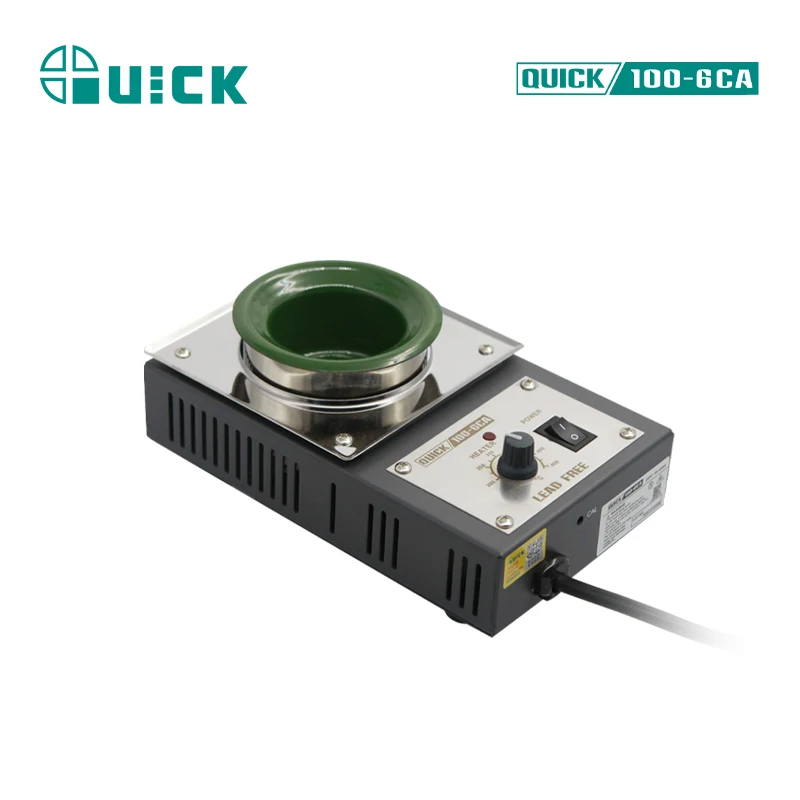 Quick 100-6CA mini wave soldering pot 400w lead free desoldering tool high temp resistant solder bar tinning pot