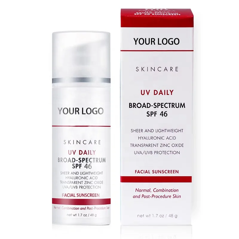 QQLR Private Label Skin Care Face Care Sun Cream Oil-Free Mineral Zinc Oxide Broad-Spectrum  Face Sunscreen SPF 46 50