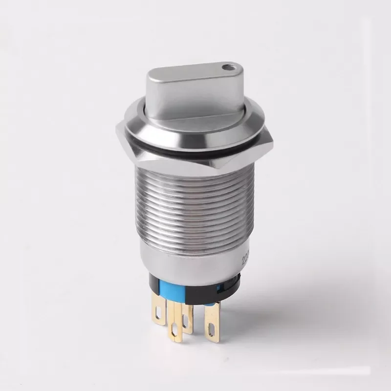 19mm electrical knob button switch  latching 8 Pin Terminals rotary switch with light