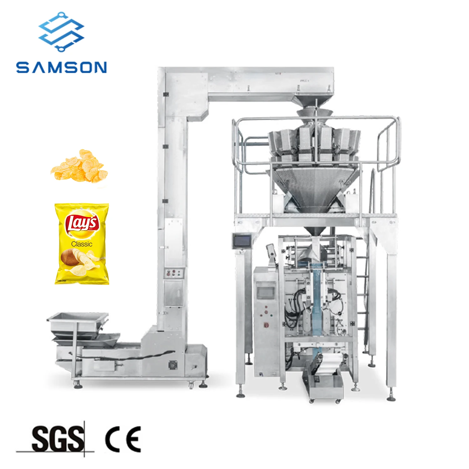 Автоматическая 4-х стороннее уплотнение индивидуальная упаковка машина для производства картофельных чипсов типа