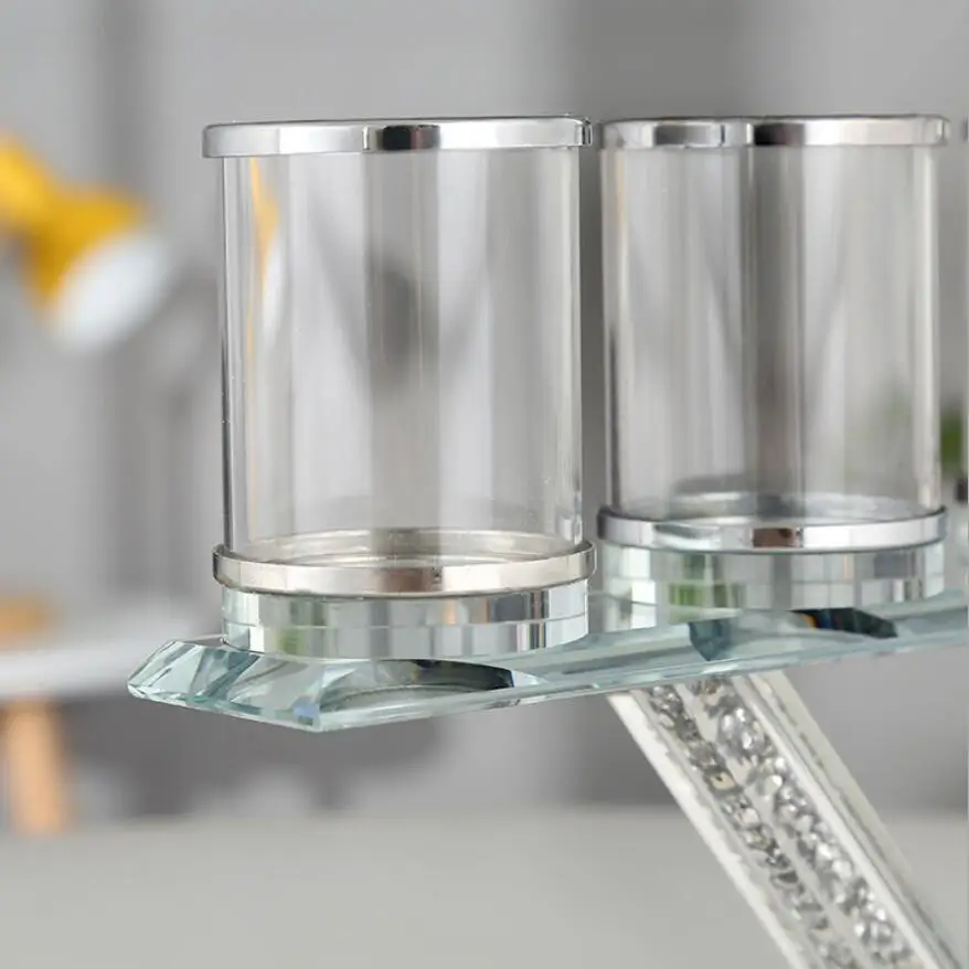 Custom dinning room Romantic table decorative votive candle holder 5 arms crystal candelabra