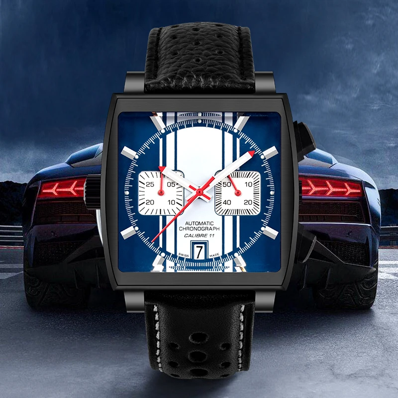 Astronomia Celestial SeriesTourbillon Watch Men Waterproof Quartz Mechanical Wrist Watches For Men 30m Waterproof Blue Strap