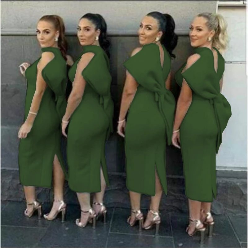 Женское белое Клубное платье подружки невесты без рукавов с разрезом и большим бантом на спине