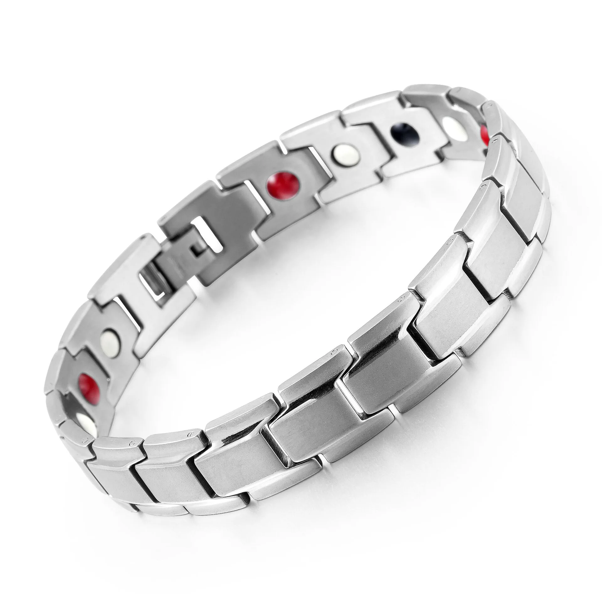 New Hot Sale 12MM Four-in-one Magnet Anti-Fatigue Quantum Energy Titanium Steel Bracelet for Magnetic Therapy