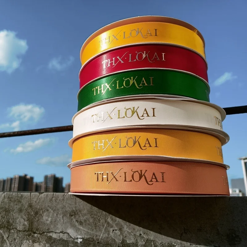 Factory Personalized Gift Wrapping Ribbon Custom Printed Satin Ribbon Words Logo Custom Ribbon For Gift