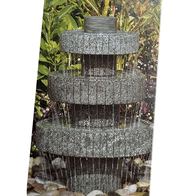 Домашняя вода 3-ярусная чаша напольный каменный водопад фонтан со светодиодными огнями садовый пол украшение Водопад для улицы