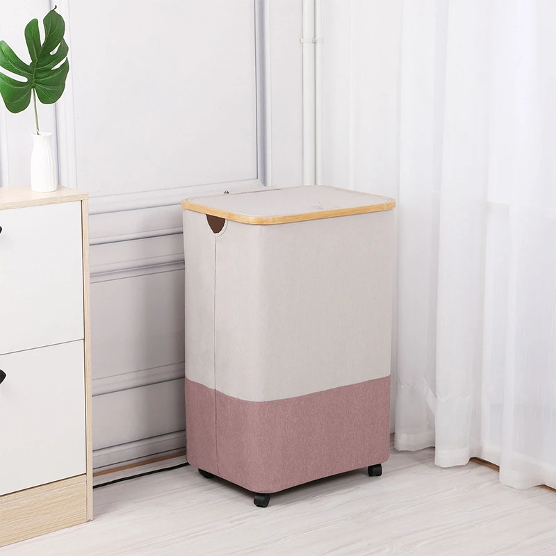 Collapsible Laundry Baskets with Wheels and Removable Laundry Bag Laundry Hamper with Lid