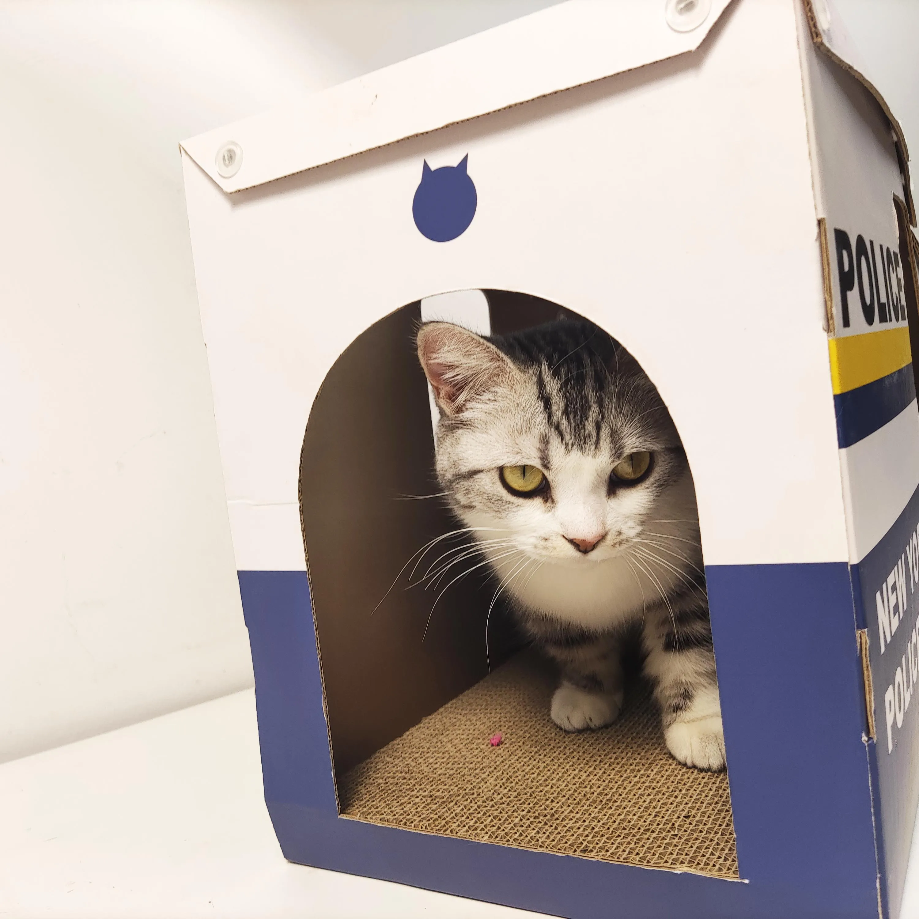 police paper box  modern pet cages  big  bed cardboard cat house stylish