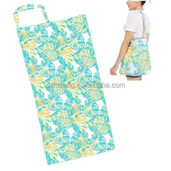 China Supplier New brand OEM Designer Pattern 100% Cotton Terry Towelling Summer Beach Towel Bag