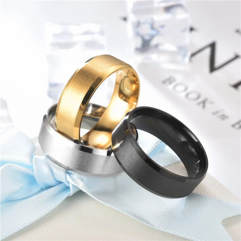 High Quality Simple Design Tungsten Carbide Stainless Steel Matte Polished Black IP Plating Men Jewelry Ring