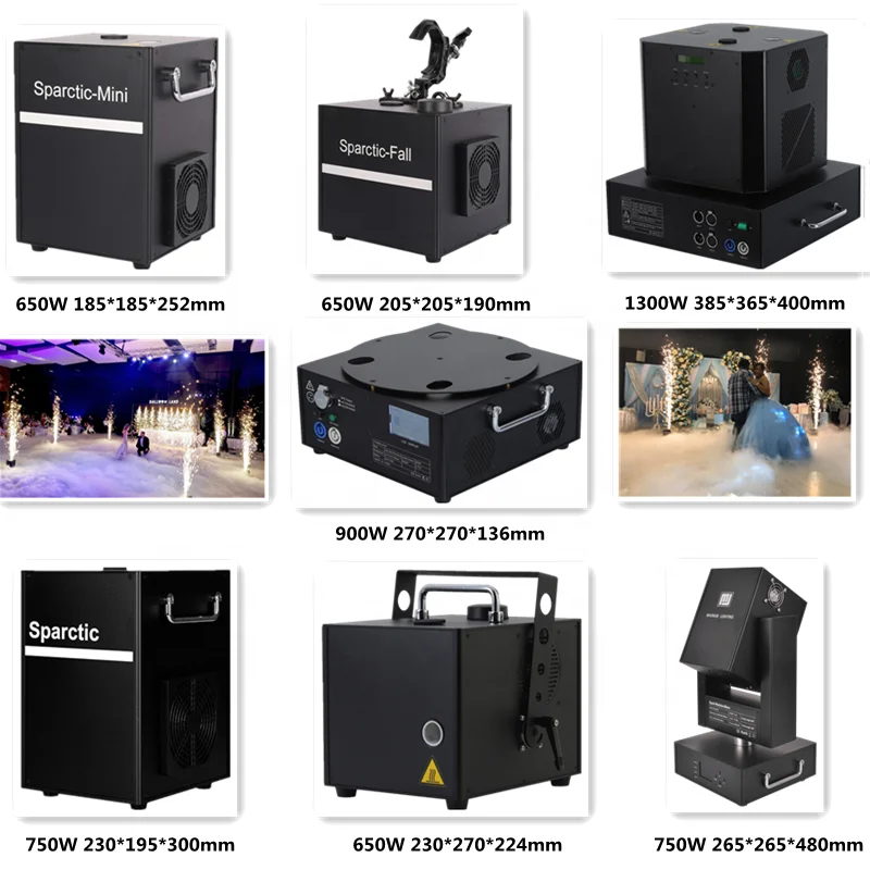 New Arrival Indoor/outdoor Moving Head 750W DMX Cold Spark Fountain Machine for Stage