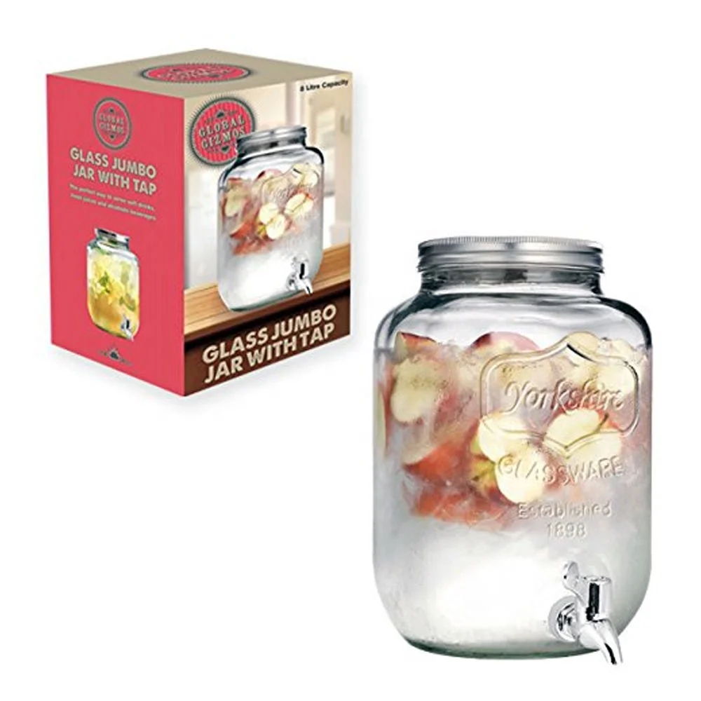 8-литровый стеклянный диспенсер для напитков с пластиковым краном