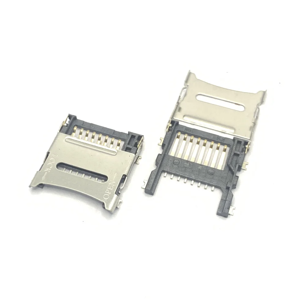 High quality TF memory card socket 8Pin flip type H1.8MM  SMT TF connector smart card connector