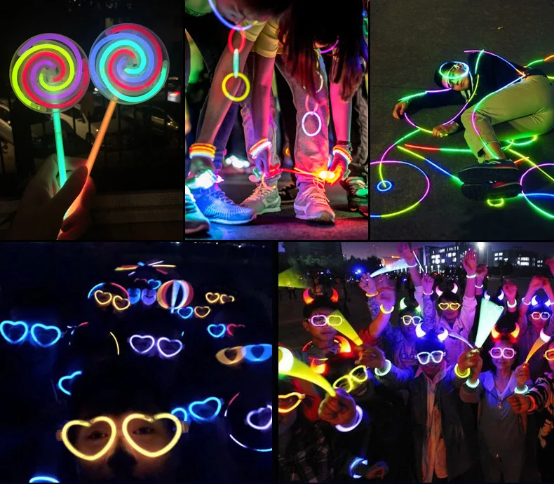 Colorful Fluorescent Stick for Body Emitted Light and Dances-Novelty & Gag Toy with Silver Light Stick