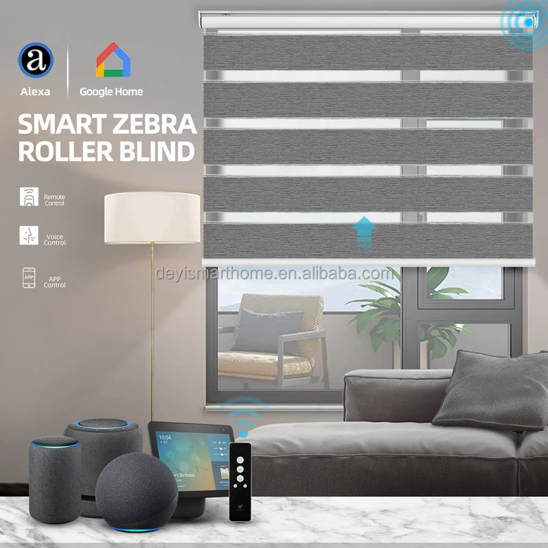 Zebra Remote Control Tuya Google Motorised Alexa Roller Shade Windows Smart Curtain Customizable Motorized Blinds