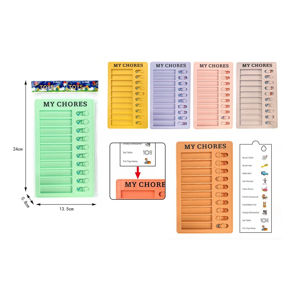 School stationary organizer punch card plastic board creative plan form check list daily planner teaching baby self discipline