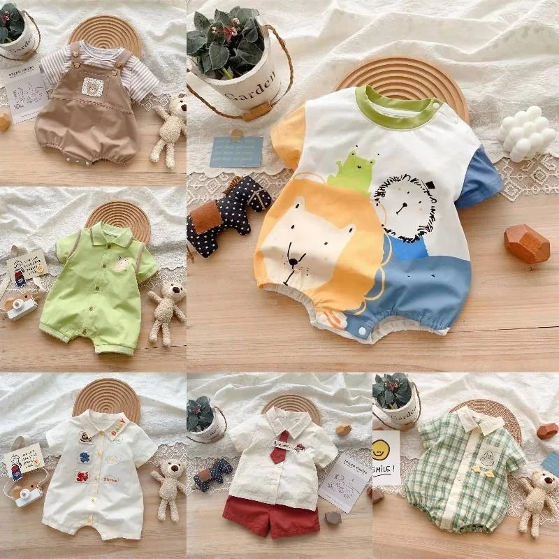 Hot selling 100% cotton baby onesies factory stock baby clothes newborn boys and girls onesies onesies