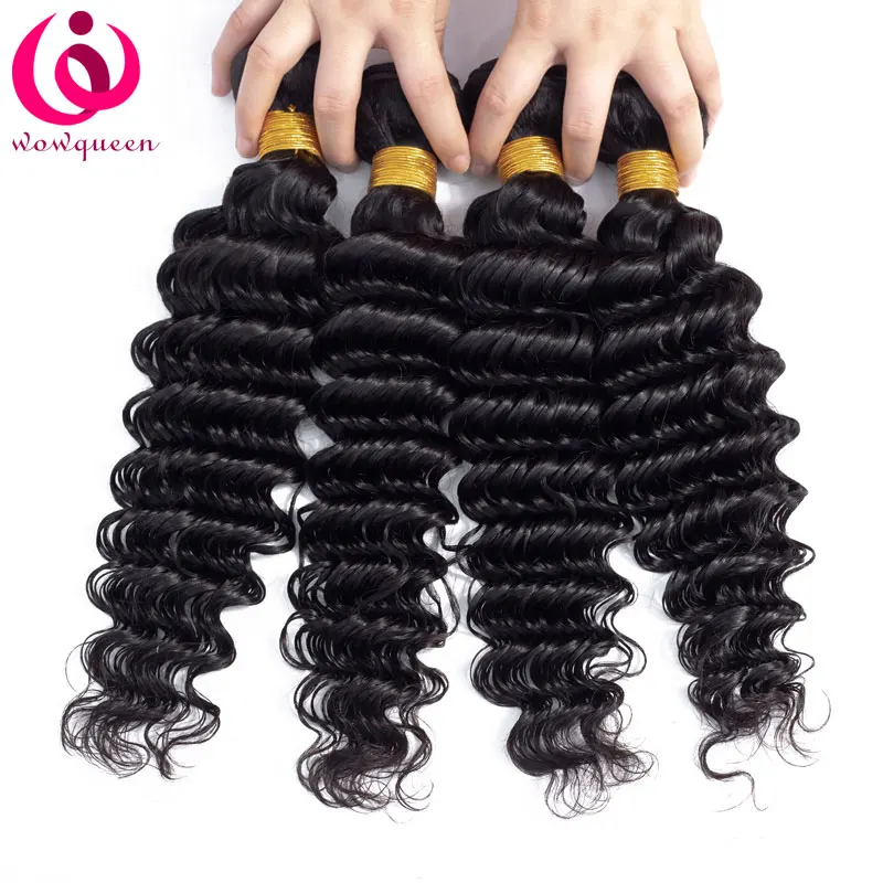 100% Pure Unprocessed Indian Virgin Human Hair Weaving Deep Wave Bundles Deals With Frontal Silk Base Lace Top Closure