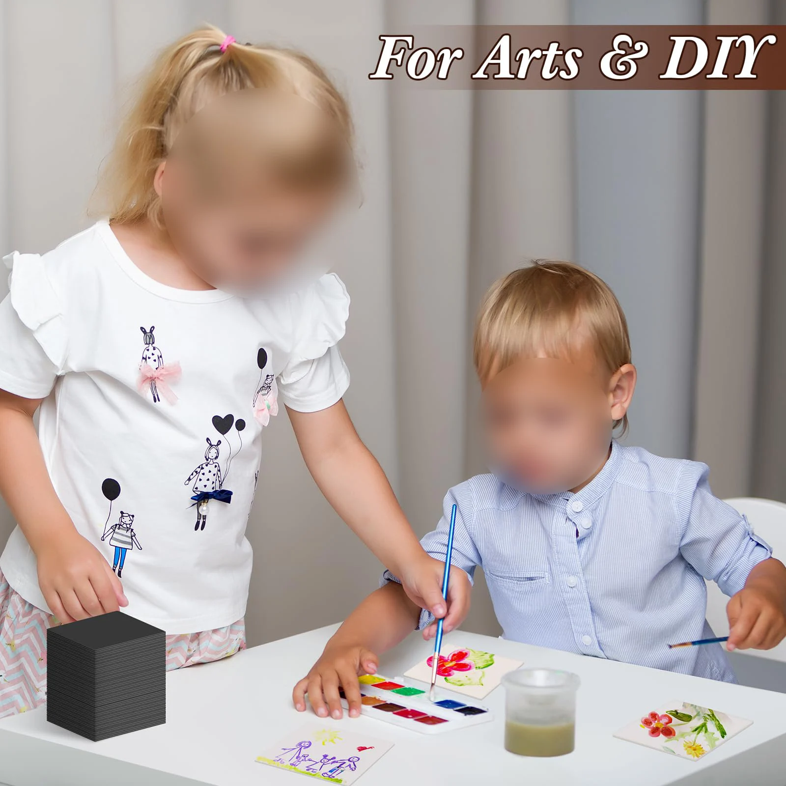 Disposable Paper Coasters Bulk Cardboard Coasters 4 Inch White Coasters for Drinks DIY Crafts Arts Bar Wedding Black 200 Pcs