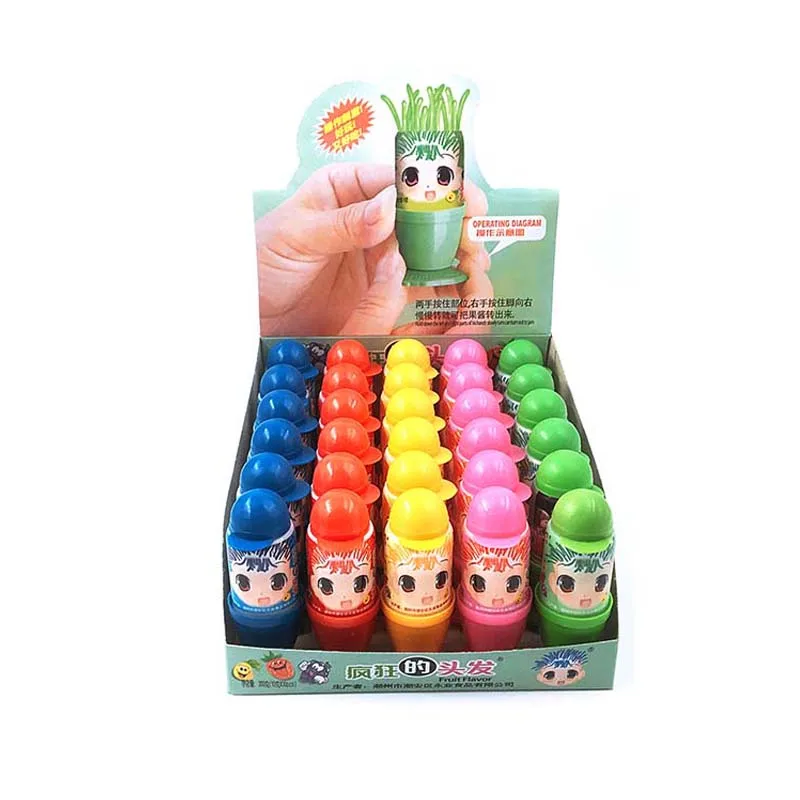 Creative Cartoon Packing Gel Liquid Candy Jelly Multi-flavor Rotatable Crazy Hair Candy Syrup Jam Sweet Sour Fruity Soft Sugar