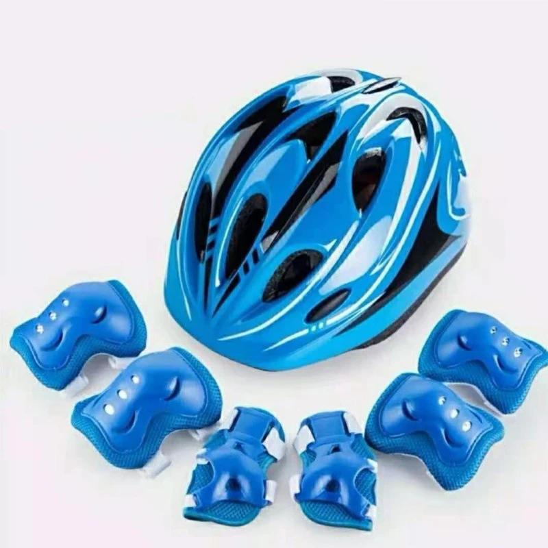Kids Helmet Pad Set Adjustable Bike Helmet Knee Elbow Wrist Pads Kid Protective Gear for Child Skating Cycling Scooter