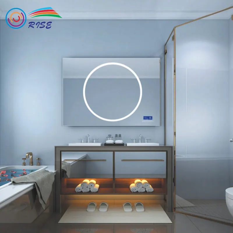 Modern Hotel Wall Waterproof Vanity Led Light Bathroom Fogless Touch Mirror