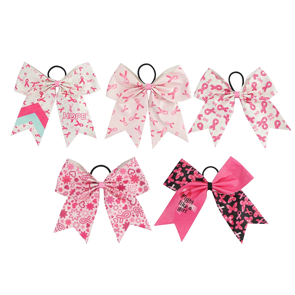 Huihuang Customize Grosgrain Ribbon Cheerleading Bows Elastic Hair Tie Bands for Teen Girl Softball Baseball Competition