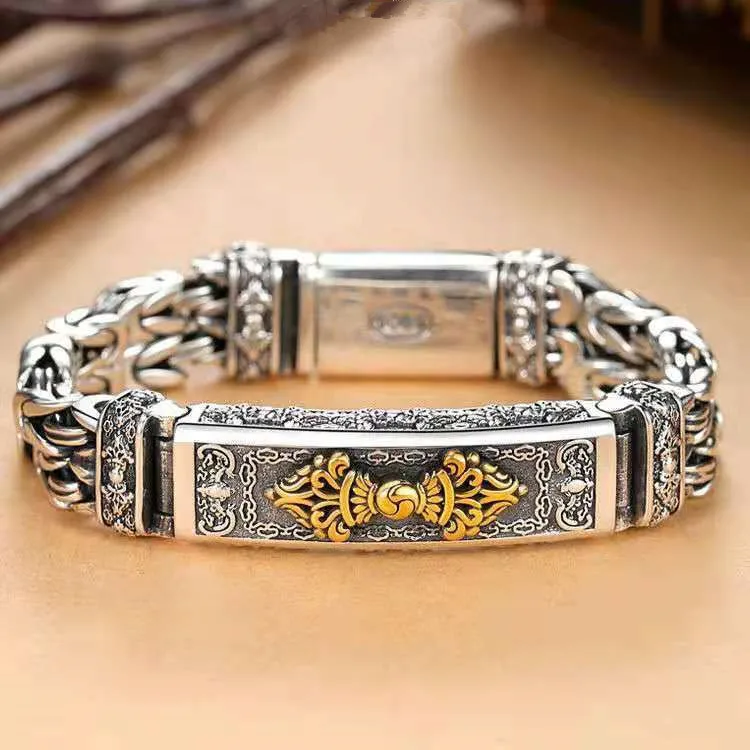 Bracelet silver tide creative personalised hand jewellery vajra pestle peace pattern chain
