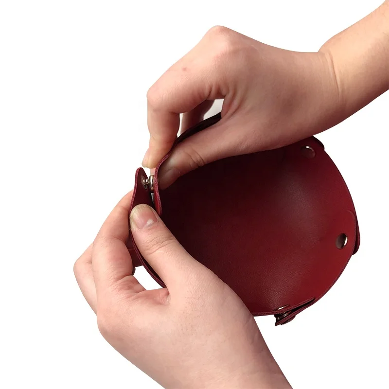 Custom Logo Round Shape Leather Valet Tray Pprecious Metal Leather Tray