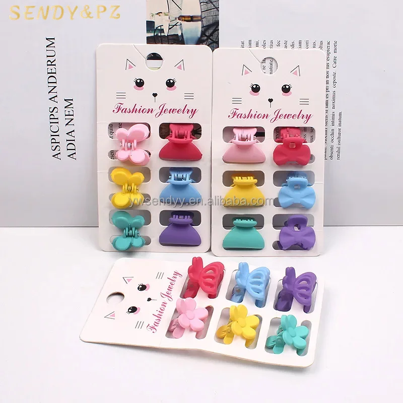 New Sweet Style Children Small Plastic Hair Claws Candy Color Lovely Butterfly Flower Hair Clamps Clips Wholesale Accessories