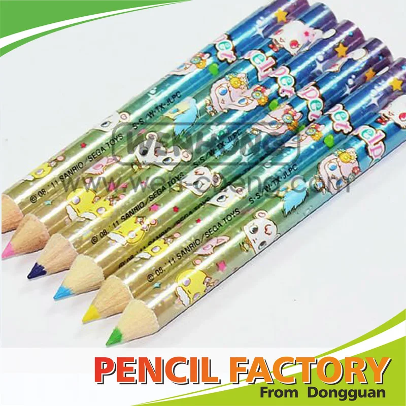 Customized High quality heat transfer printing colorful pencils 12 color or 6 color Any length