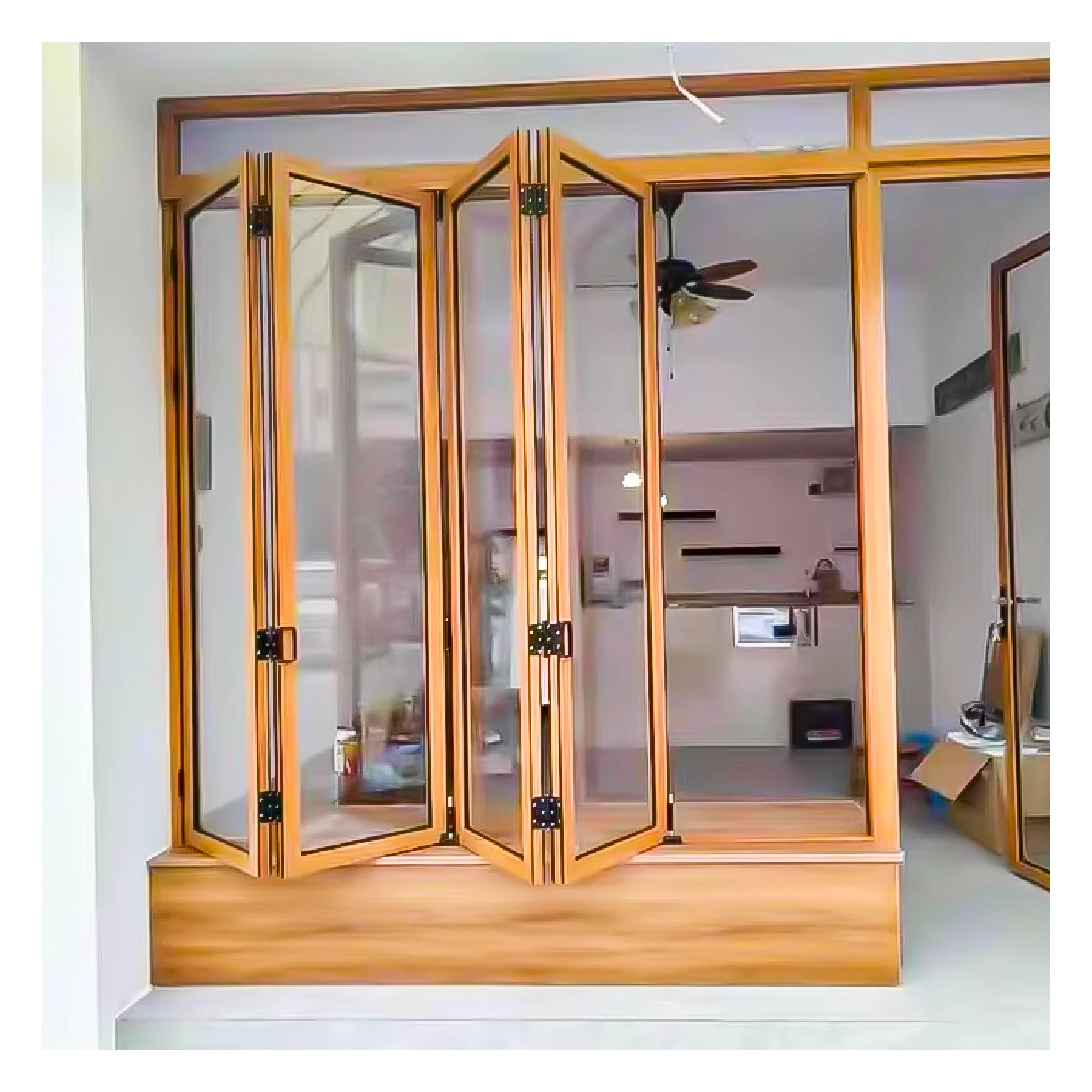 Simple Design Minimalism Aluminum Profile Low-E Glass Triple Glazed Folding Windows for Apartment