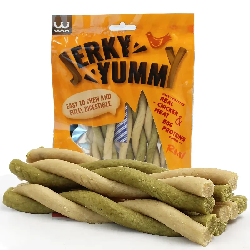 OEM Factory Wholesale Price Double Twist Stick Jerky Chews Pet Food Real  Chicken and Duck Meat 100G Pack Dog Snacks Dogs Treats
