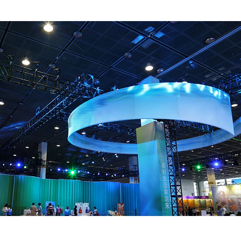 Aluminum Tube Tension Fabric Advertising Circle ed Lightbox Ceiling Hanging Banner For Trade Show