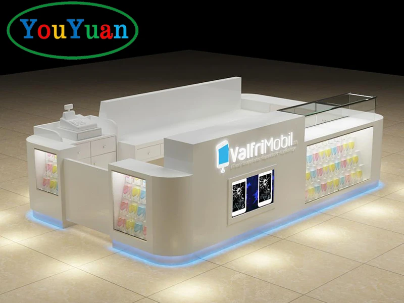 Modern Accessories Glass Mobile Phone Case Display Showcase Custom Shopping Mall Kiosk for Cell Phone