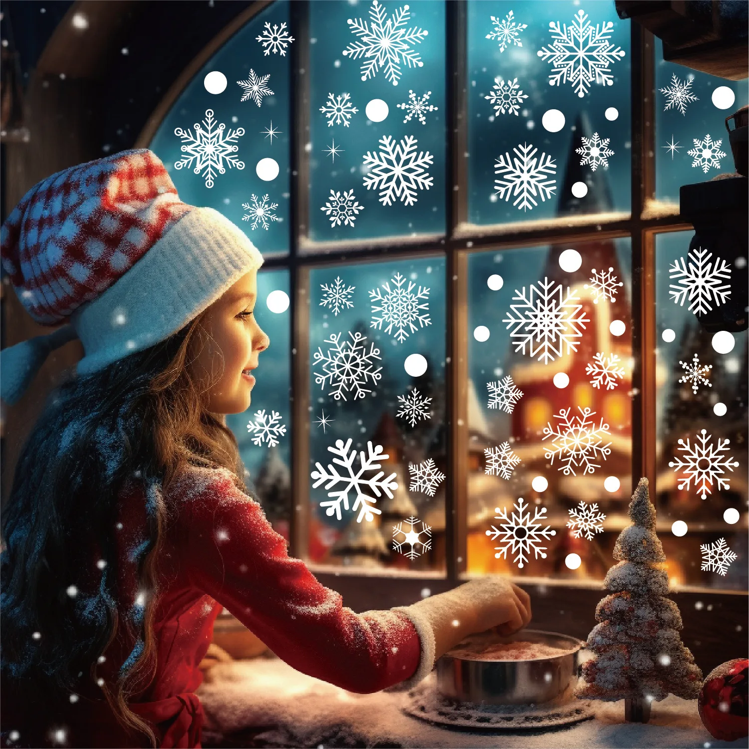 Winter Door Display Window Background Decoration Snowflake Static Glass Sticker Snowflake Window Sticker Christmas