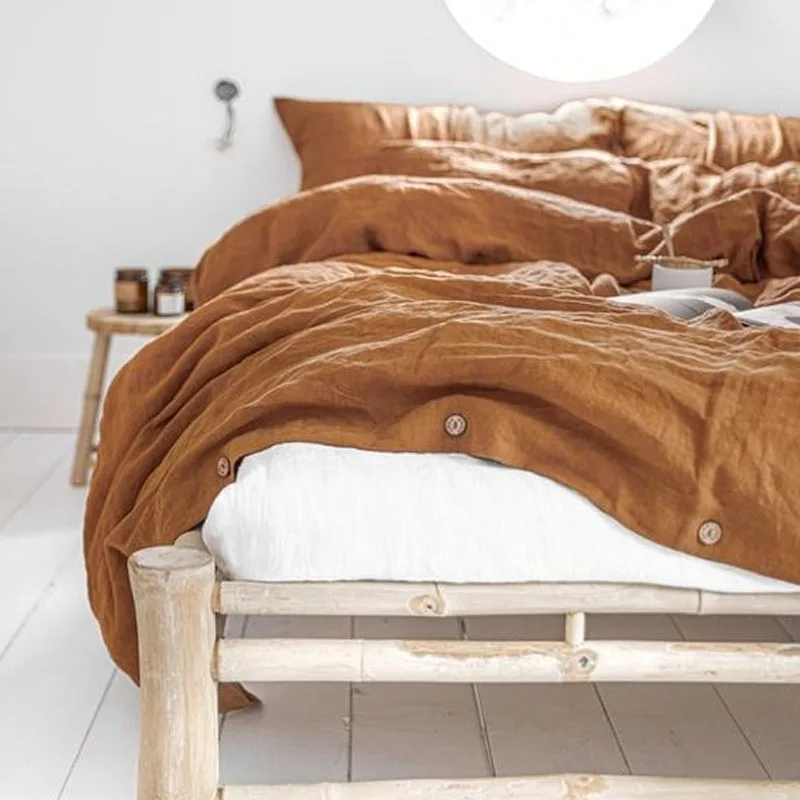 Custom LOGO Organic linen bedding set bed linen and 100% linen sheet set wholesale