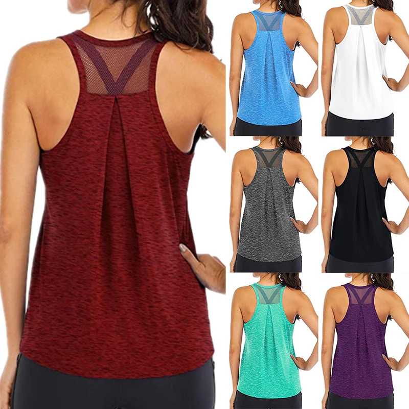 
Women Workout Vest Loose Fit Racerback Tank Tops Mesh Backless Vest Running Tank Tops 